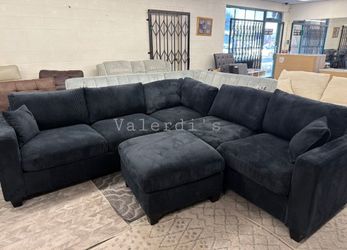 New Sectional Sofa Corduroy Fabric 99x99x34H