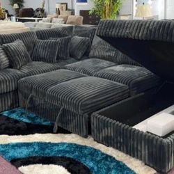 🛋️NEW!! Corduroy Sleeper Sectional Sofa STILL IN BOX 📦 