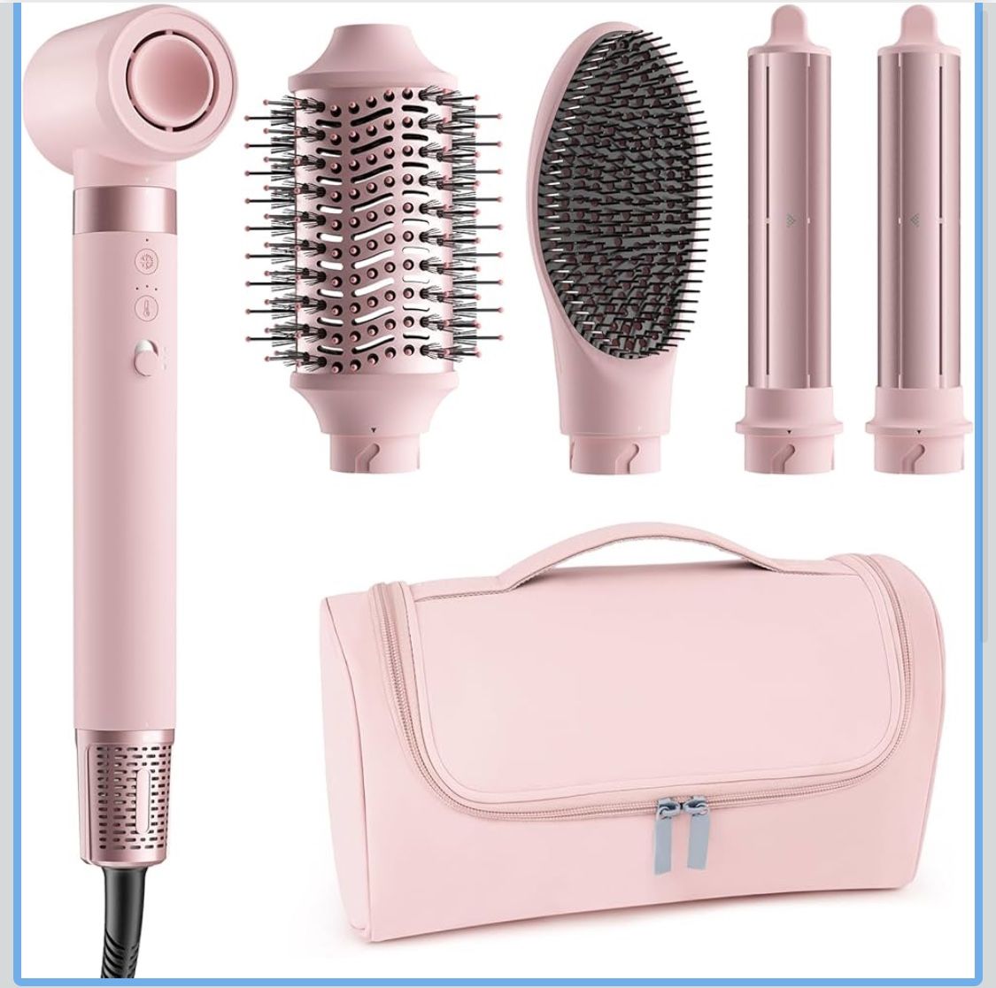 5 in 1 Hot Air Styler Wrap – High-Speed Hair Dryer Brush with Auto Wrap Curlers, Fast Drying & Frizz-Free Styling, No Heat Damage, Volumizing Brush wi