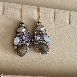 Alexis Bittar Natural Stone & Pave Zircon Drop Earrings | Brand New, Flawless