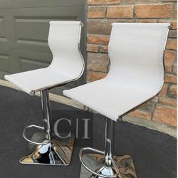 New 2 White Mesh Bar Stools 