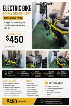 Electric Bike - Foldable, Like New (Driven Twice)