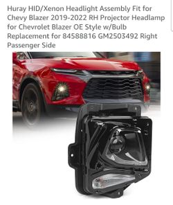 Huray HID/Xenon Headlight Assembly Fit for Chevy Blazer 2019-2022 RH Projector Headlamp for Chevrolet Blazer OE Style w/Bulb Replacement for 6 