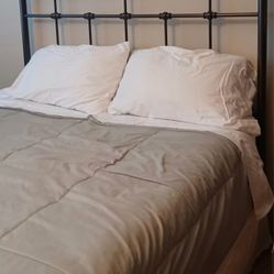 Full-size Bed, Frame, Headboard, Pillows, Set Of Sheets, Skirt