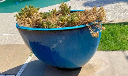 Turquoise ceramic oval planters