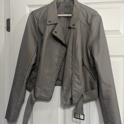 Gray Leather Jacket 