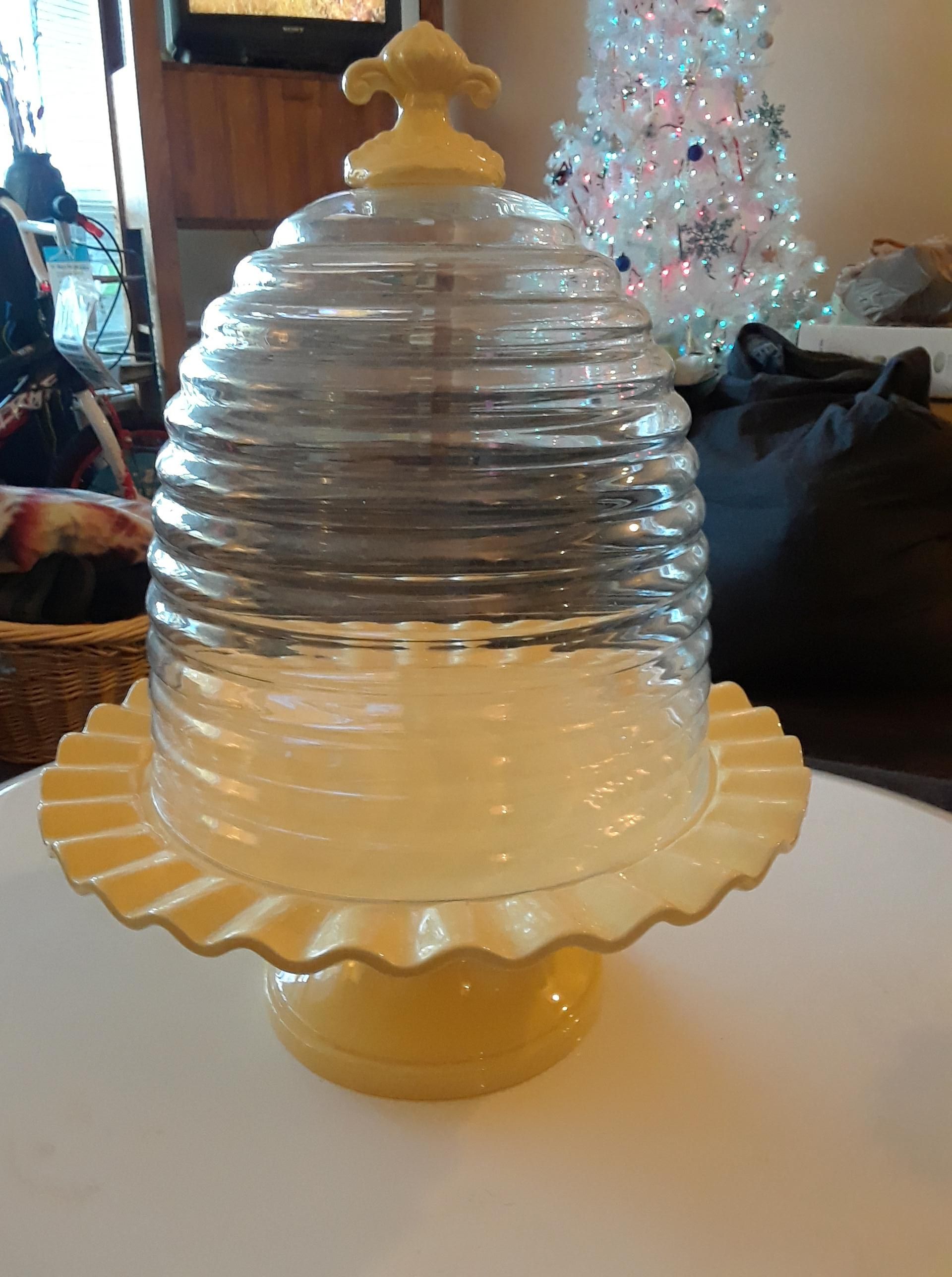 Zions mercantile bee hive cake stand.