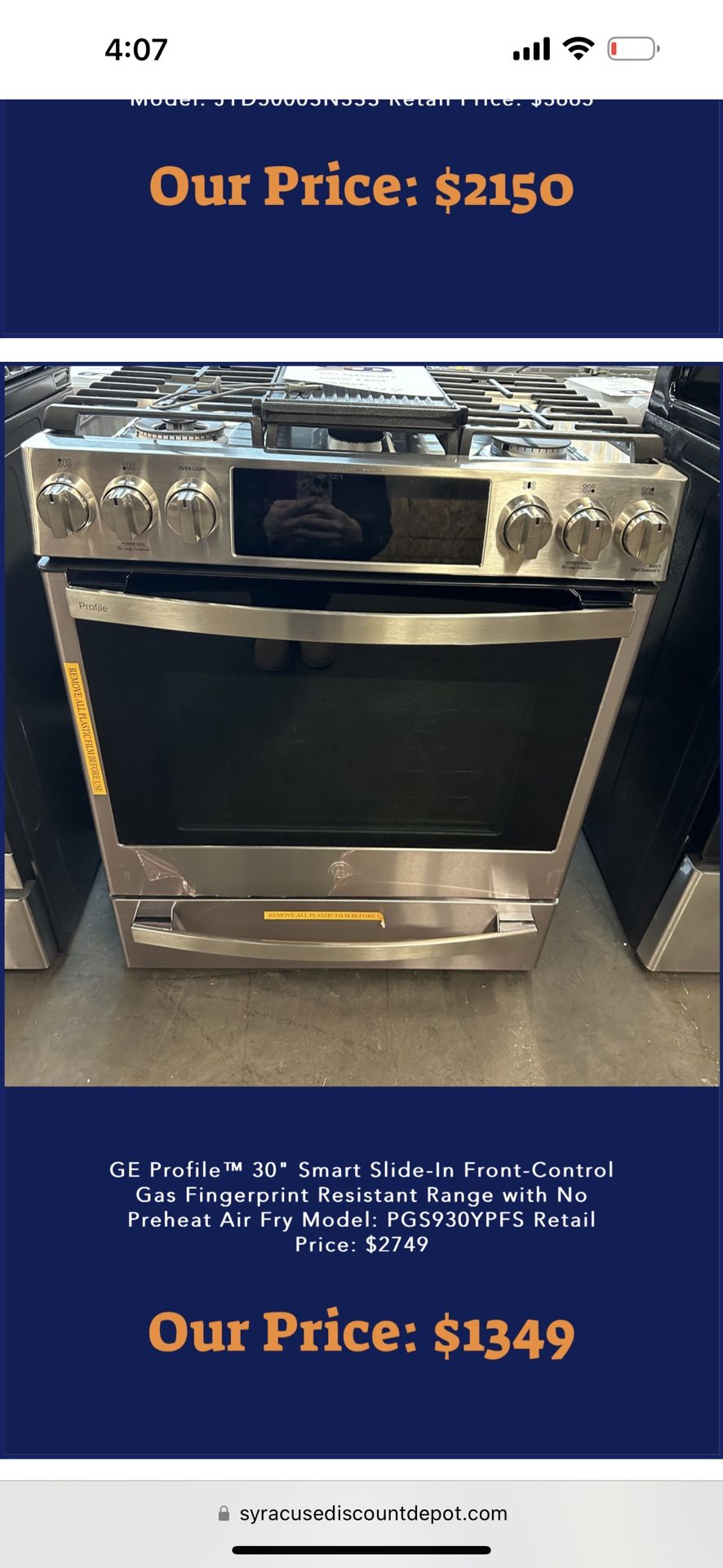 Brand New GE Gas Stove