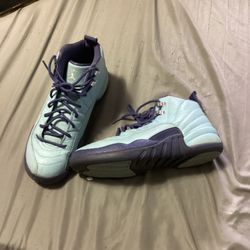 Nike Air Jordan 12 Retro sneaker GR Hornets SZ  6y Blue Metallic Silver