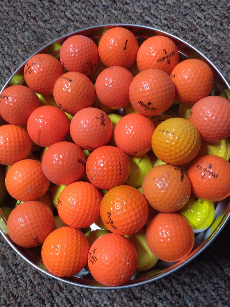 51 Fluorescent Orange And Yellow Golf Balls
