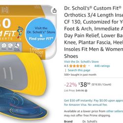 Dr. Scholl’s® Custom Fit® Orthotics 3/4 Length Inserts, CF 130, Customized for Your Foot & Arch, Immediate All-Day Pain Relief, Lower Back, Knee, Plan