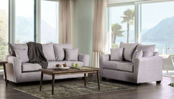 Brand New Grey Super Plush Sofa & Loveseat (Pillows Included)