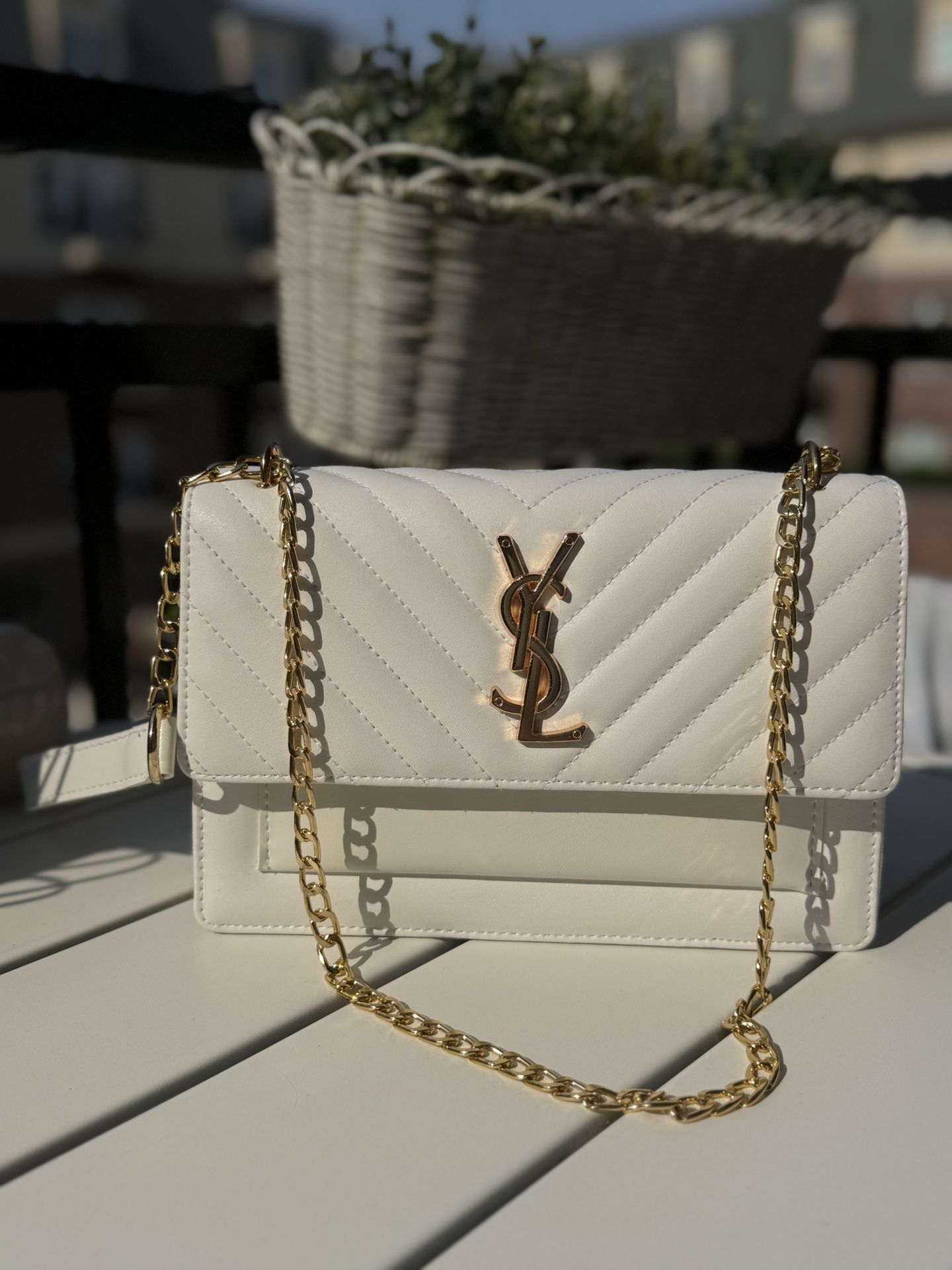 White and Gold Shoulder Bag