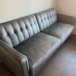 81.5" Velvet Square Arm Convertible Sofa
