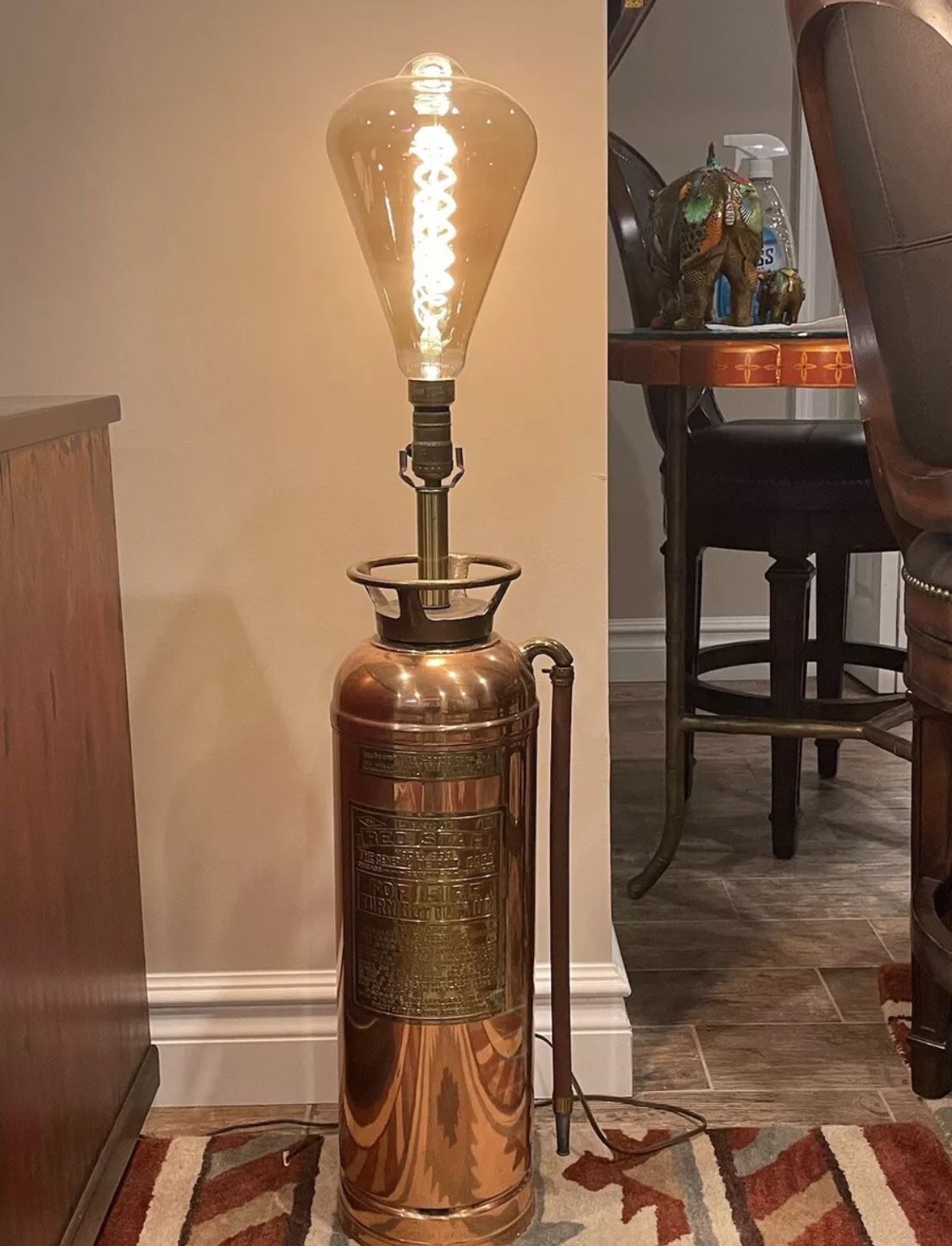 VTG Antique Fire Extinguisher Copper Brass  Lamp