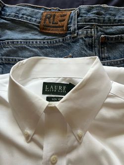 There is two items both made by Ralph Lauren The Size is 34/30 and the shirt size is 16 both for $120 total there for man’s