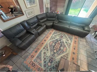 3 piece black leather sectional