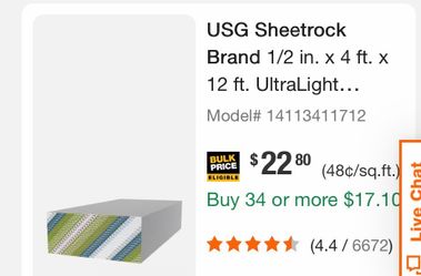 12’ sheetrock, green board, cement board. Has been stored in a non smoking  garage