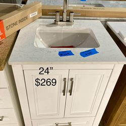 24in Bathroom Vanity with Top and Faucet