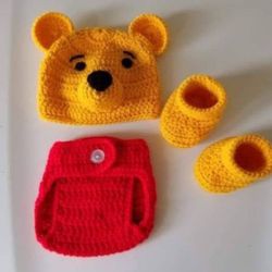 Crochet Baby Boy Winnie The Pooh Inspired Outfit Photo Prop 