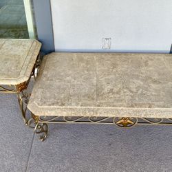 STONE COFFEE TABLE & END TABLE
