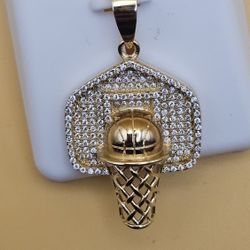 🏀 MOISSANITE BASKETBALL HOOP PENDANT – S925 – ICED OUT 🏀
