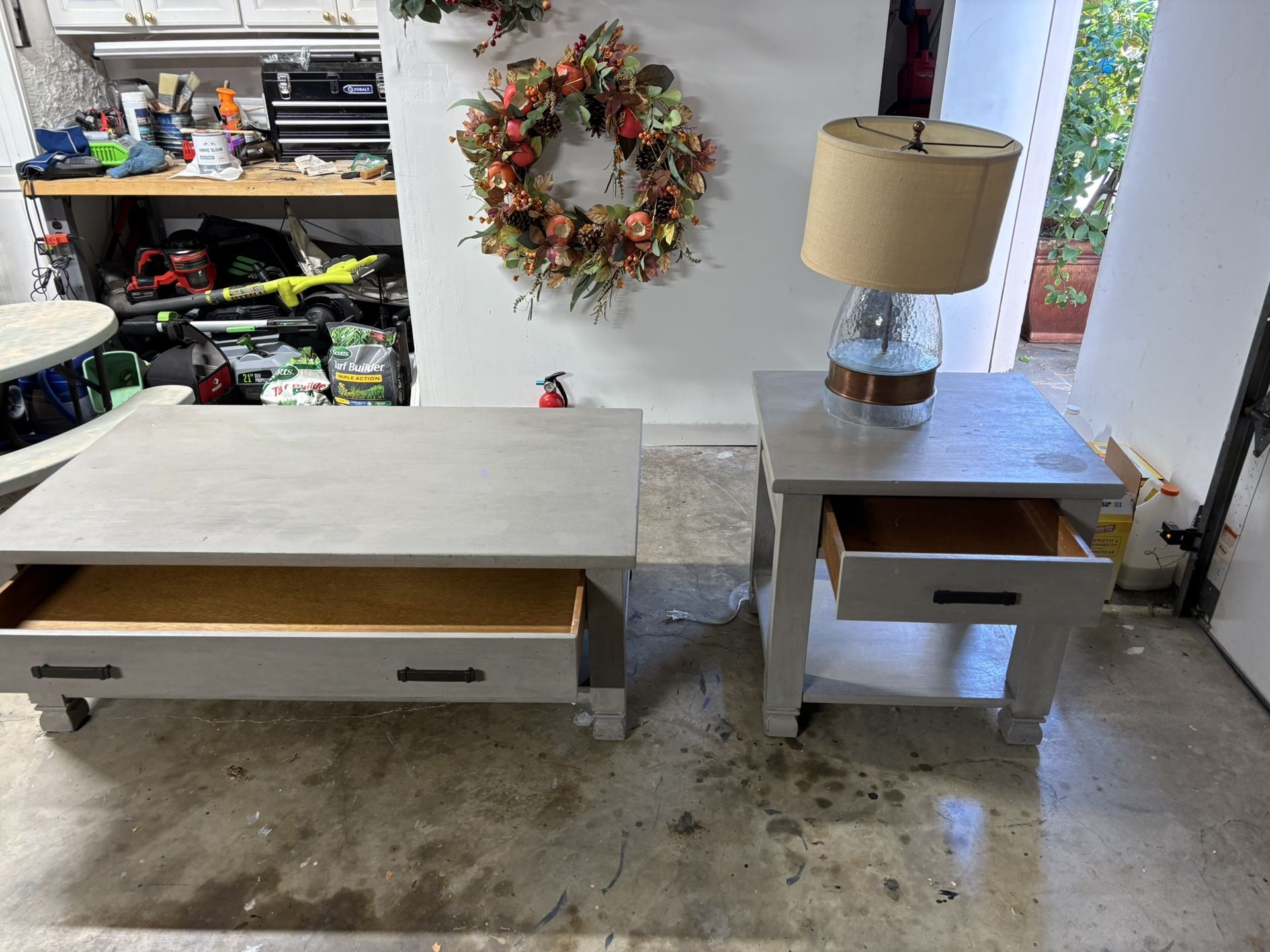 Potterybarn Coffee Table, Side Table And Lamp