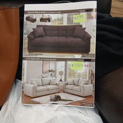 BROWN DAY BED $399/ 2PCS SOFA SET $580