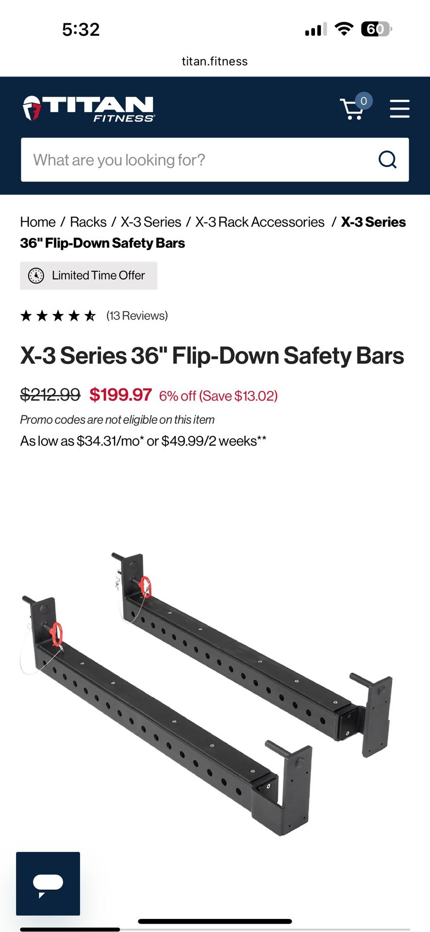 Titan X3 Flip Down Safety Bars