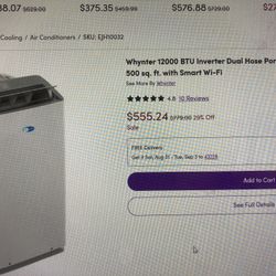 Brand New Whynter Portable A/C 12,000 Btu With Dehumidifier Sealed Never Opened Super Quiet 