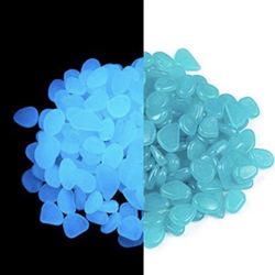 Glow Pebbles, 600pcs Blue Glowing Rocks for Outdoor Decor, Garden Lawn Yard, Aquarium, Walkway, Fish Tank, Pathway, Luminous Pebbles Powered by Light