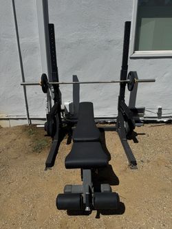 Complete Olympic Weight Set – 245 LB Plates + Barbell, Bench & Rack