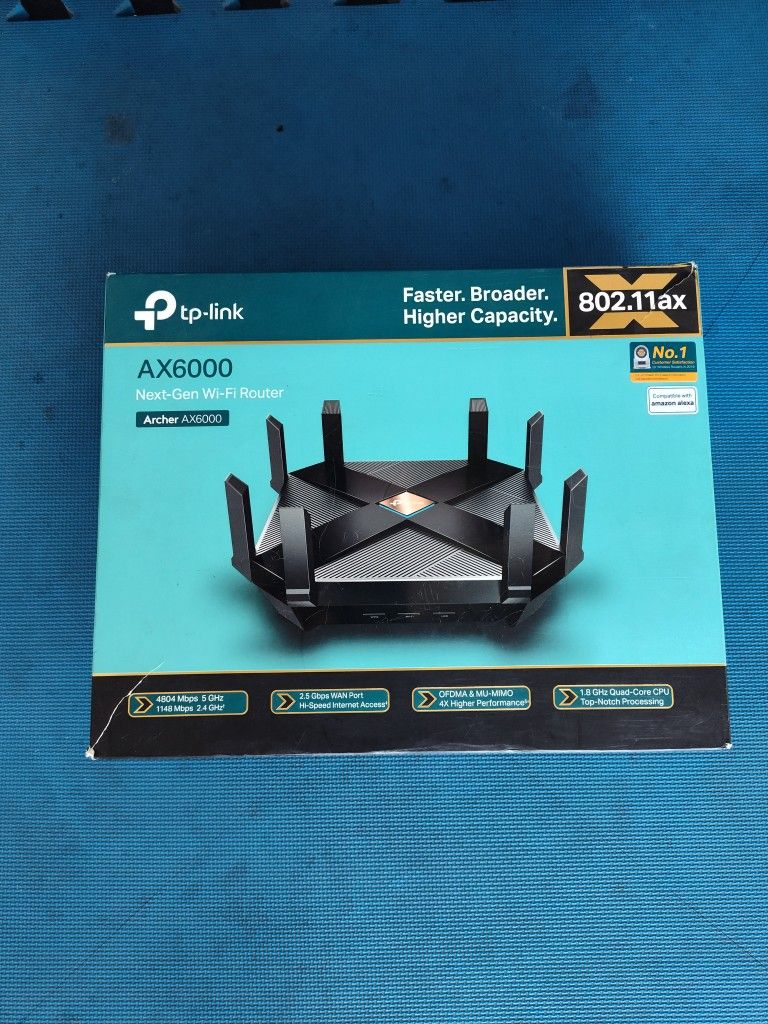 $80 Firm, Yes, It's Available, TP-link Archer Ax6000 WiFi 6 802.11ax Router, USB Type c, 8 Gigabit Ethernet Ports, MSRP $200