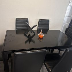 Black Glass Top Table 