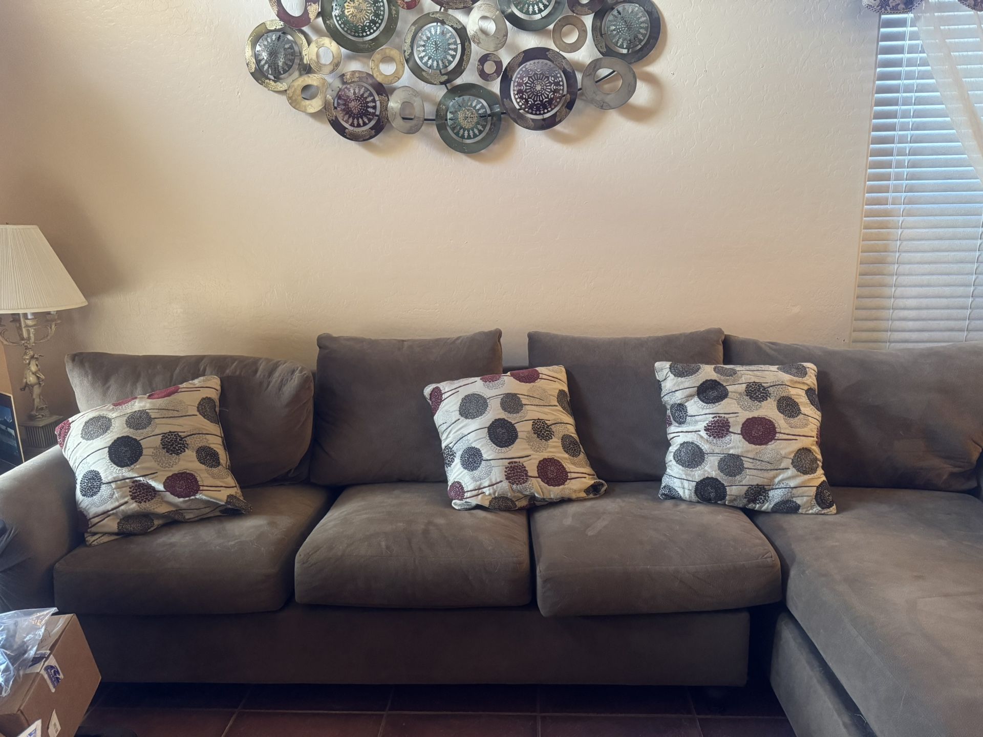 Brown L Shaped Couch