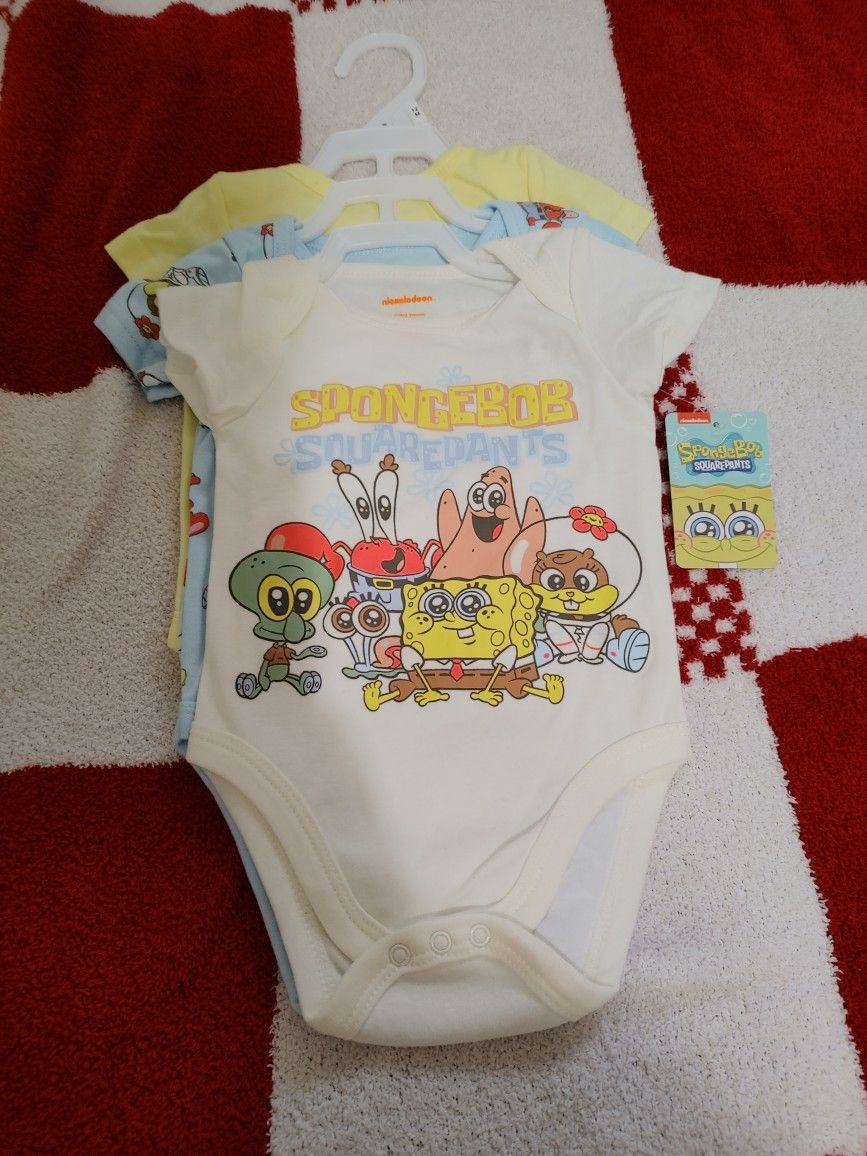 3-Set Spongebob Squarepants Onesies - New