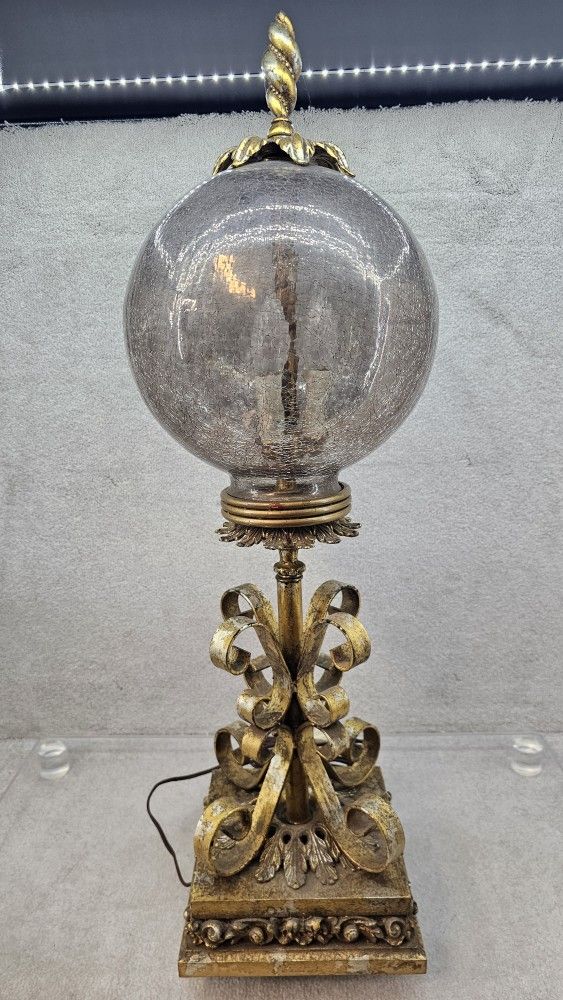 Unique crackle glass globe lamp light needs electrical work