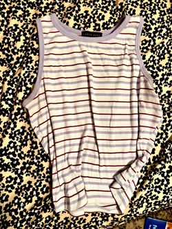 Faded Rose purpleb  Striped Ribbed Tank Top