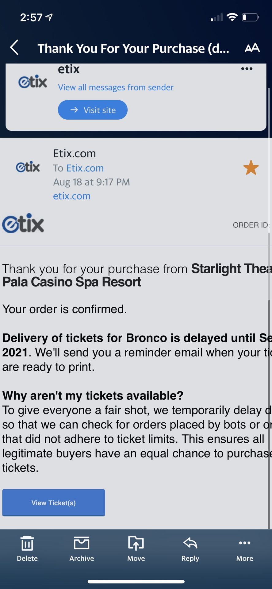 BRONCO TICKETS