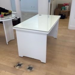 FREE IF PICKED UP TODAY: Sturdy Office Desk With Glass Top