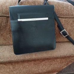 Black Leather Purse Made In Italy 