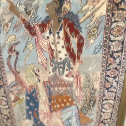 Persian pictorial rug with ornate frame