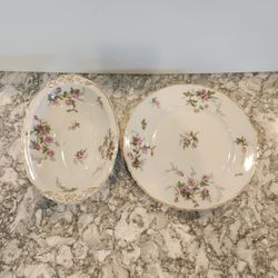Haviland Sylvia White Louis XIV - Vegetable Bowl 10" & Dinner Plate - 10 3/8 " Diameter