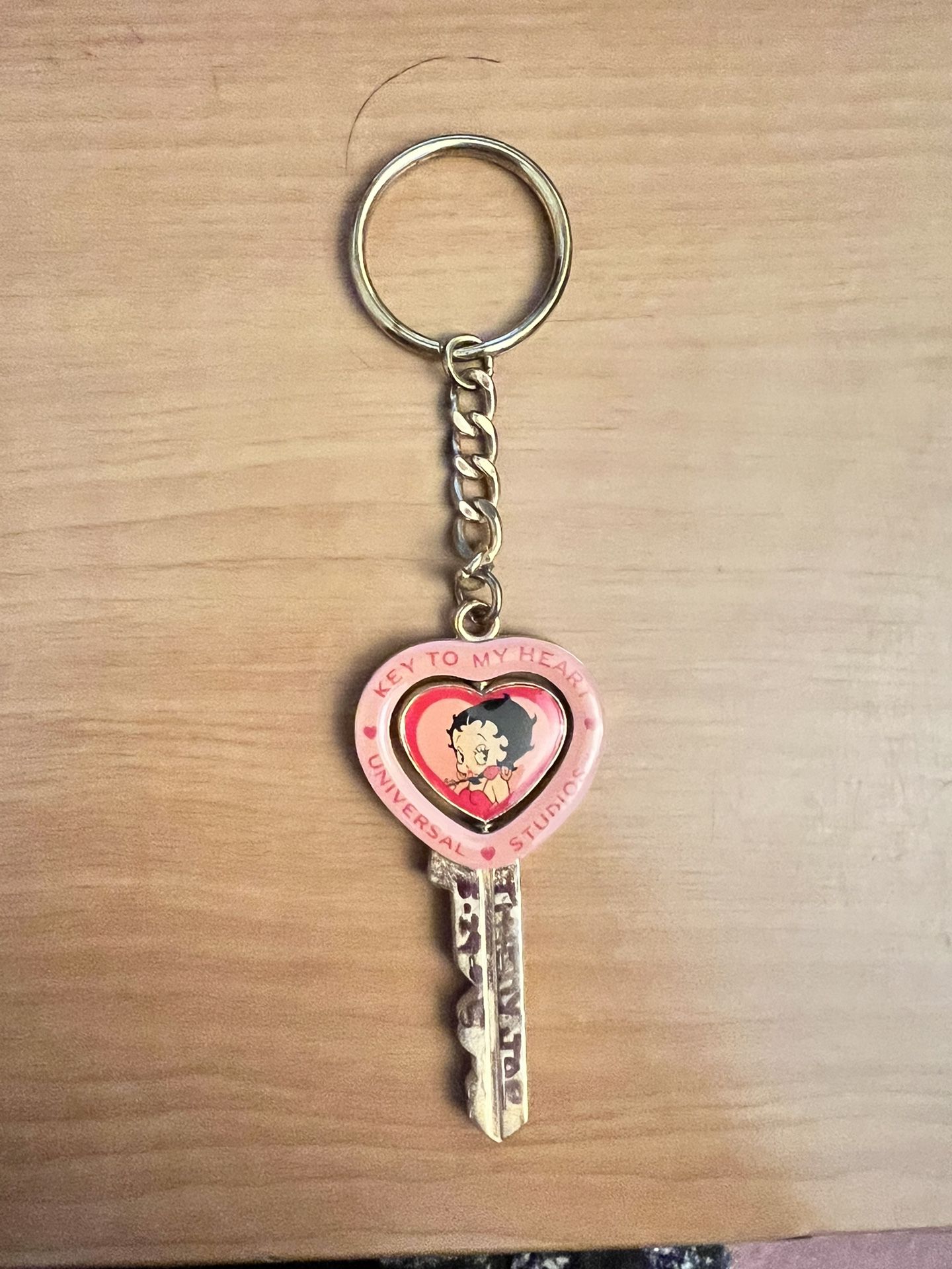 Pink Betty Boop Keychain with Spinning Center Heart