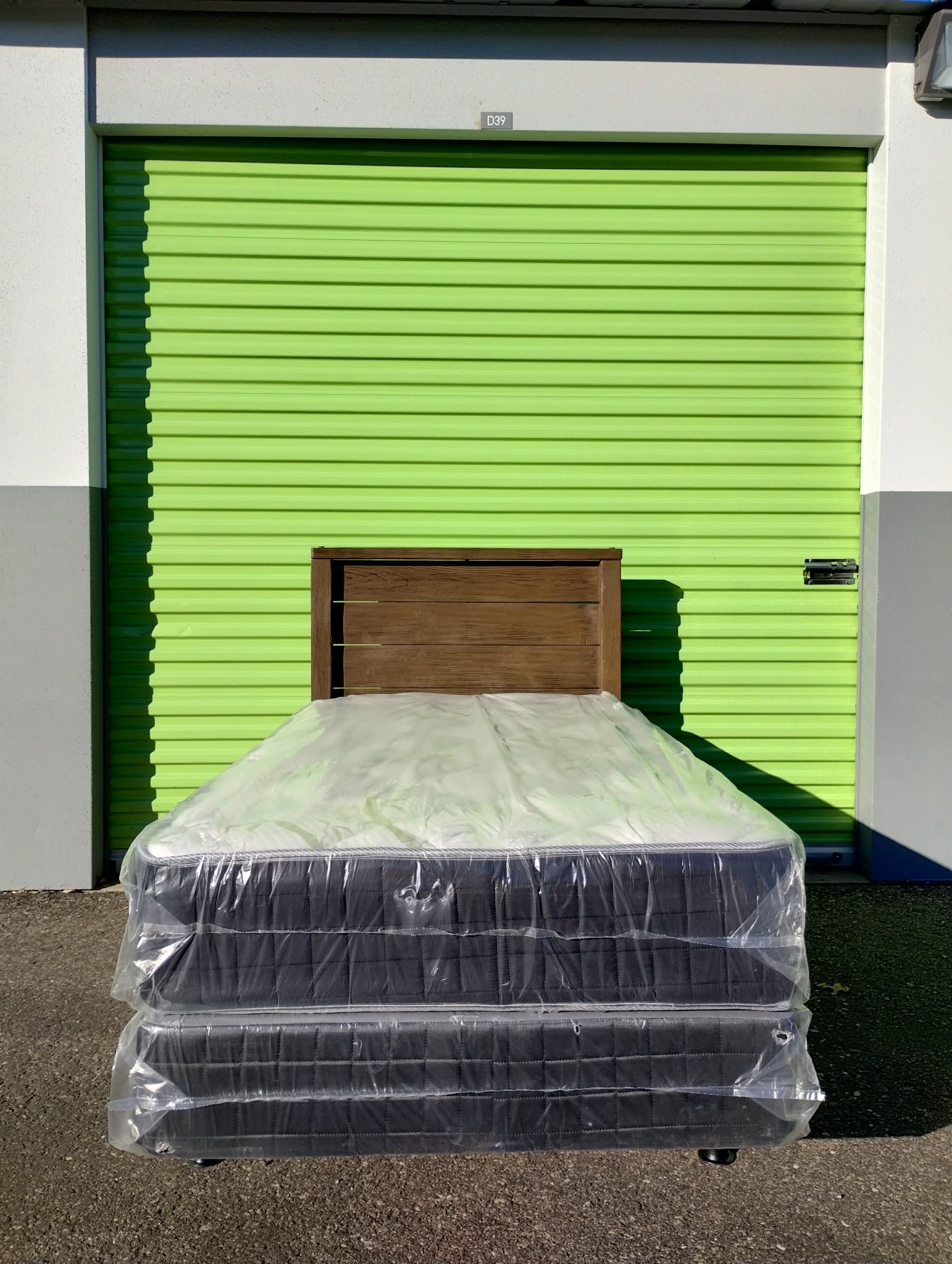 Brand New Twin Bed Rustic Headboard + Mattress set.