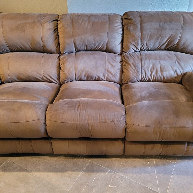  Brown couch and Lovesest Set & Reclining Chair