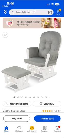 Gray & white rocking chair with glider