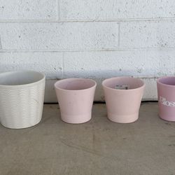 4 Cute Small Pots 1 White 3 Light Pink Ceramic Flower Planter Pots Pot Blossom Germany IKEA Papaja
