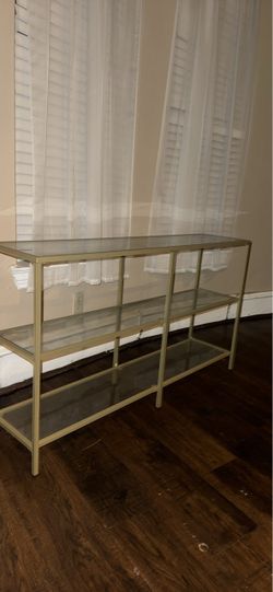 Modern Gold & Glass TV Console / Bedroom Stand or Living Room/ Gently Used GREAT CONDITION
