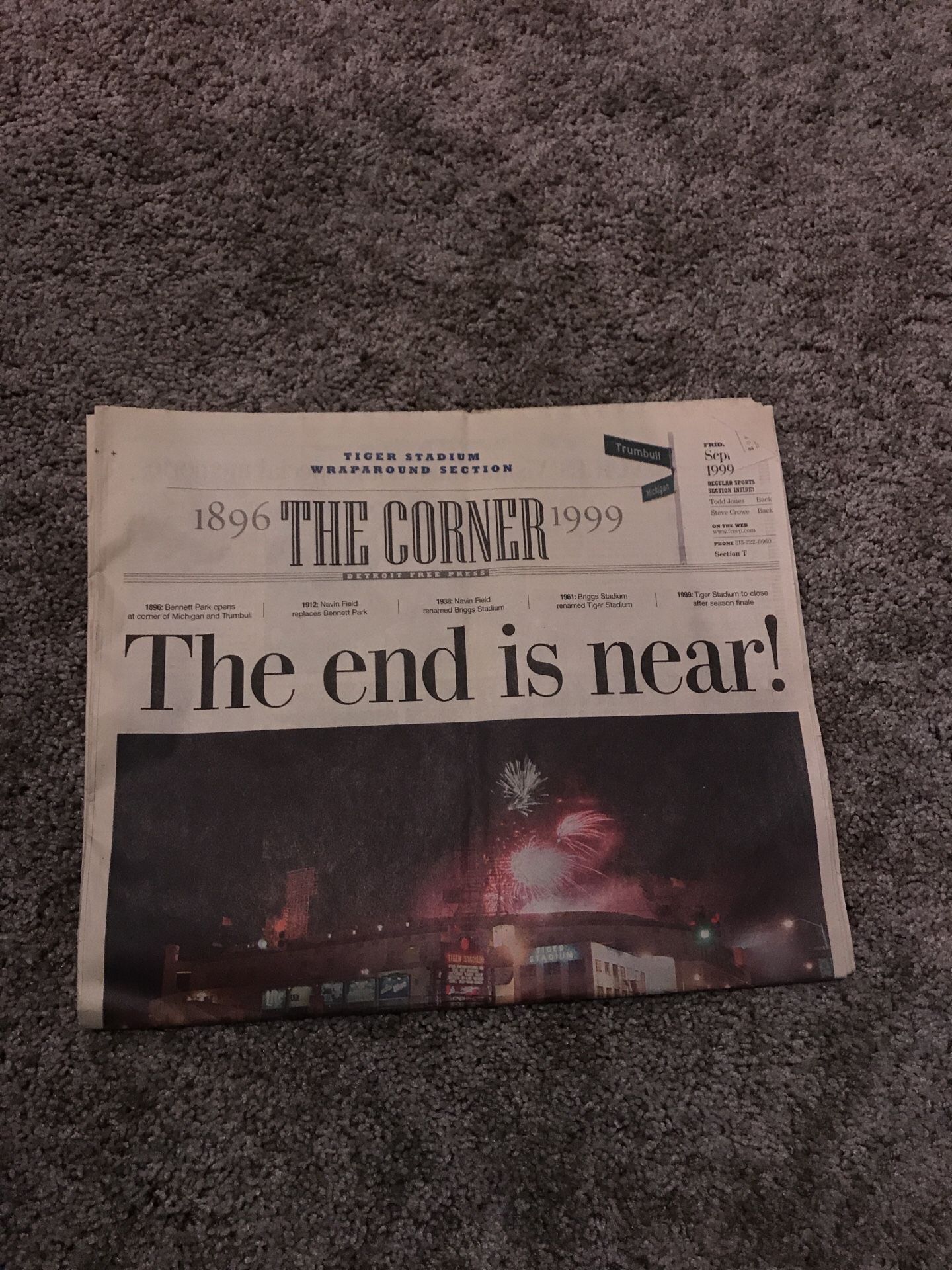 Detroit Free Press Tiger Stadium Closing Sept 24 1999